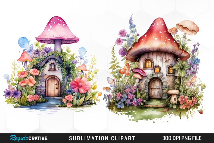 Watercolor Fairy Garden Exquisite Clipart