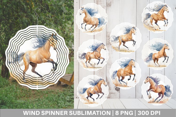 Watercolor Horse Wind Spinner | Sublimation Spinner Design example image 1