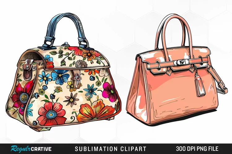 Watercolor Pastel Vintage Handbag Clipart