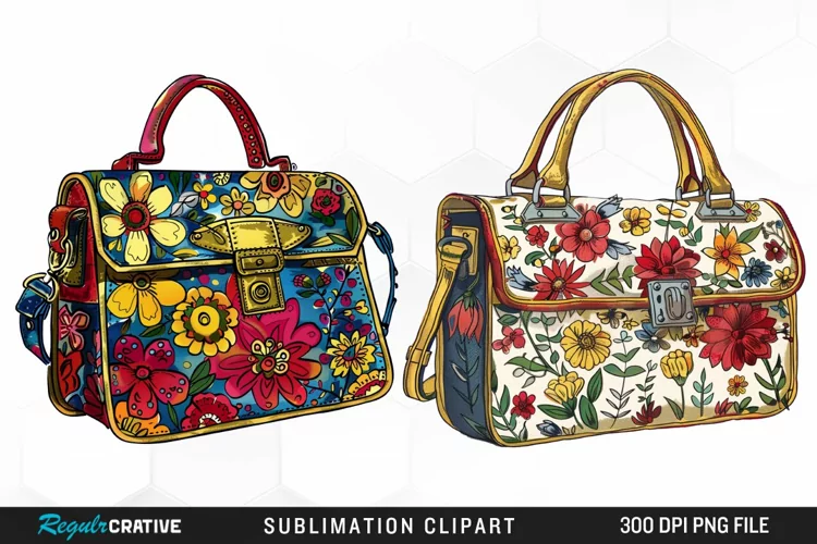 Watercolor Pastel Vintage Handbag Clipart