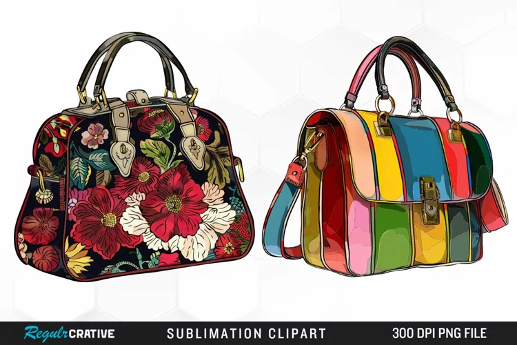Watercolor Pastel Vintage Handbag Clipart