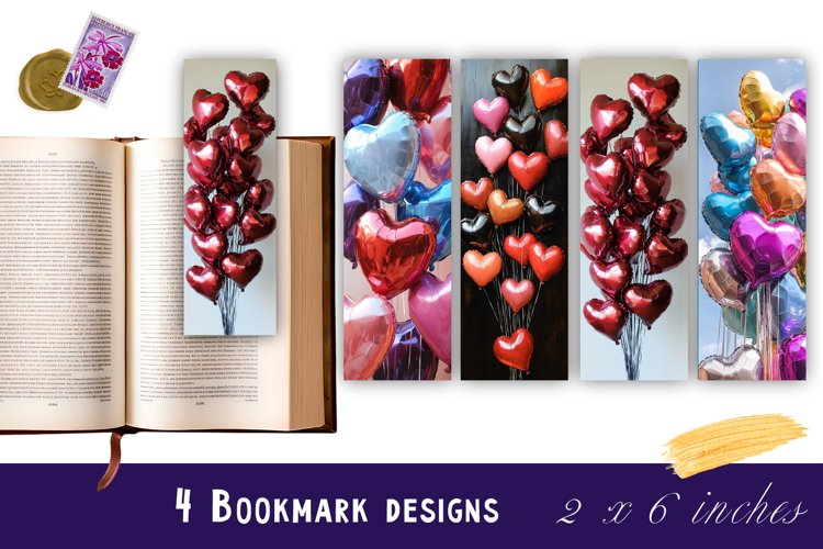 Watercolour Valentine Day heart Bookmarks Sublimation