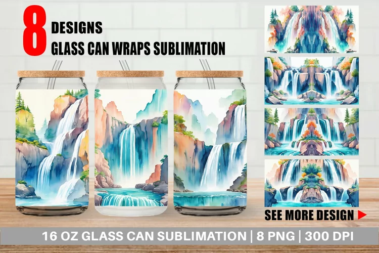 Waterfalls Landscape Glass Can Wraps