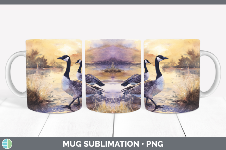Cackling Goose Waterfowl Sunset Mug Wrap Sublimation Design