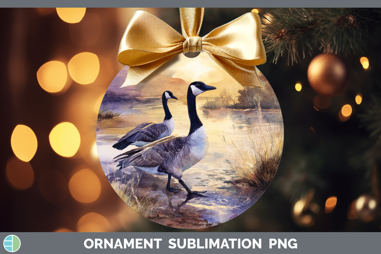 Cackling Goose Waterfowl Sunset Ornament Sublimation Design