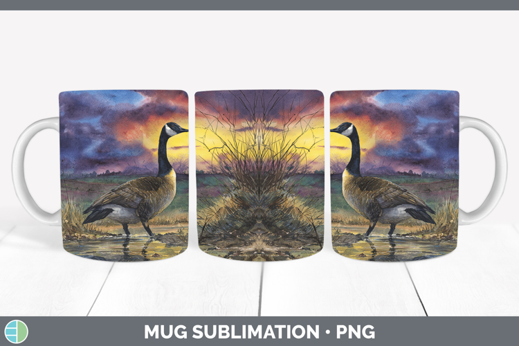 Canada Goose Waterfowl Sunset Mug Wrap Sublimation Design