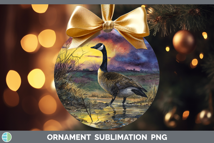 Canada Goose Waterfowl Sunset Ornament Sublimation Design