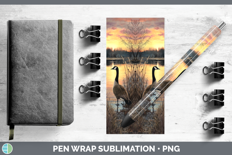 Canada Goose Waterfowl Sunset Pen Wrap Sublimation Design