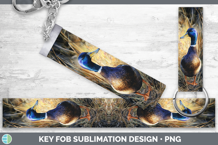 Mallard Duck Waterfowl Sunset Key Fob Sublimation Design