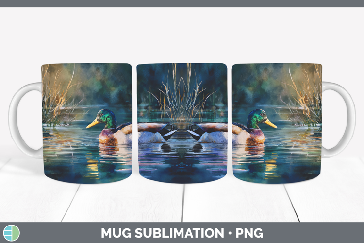 Mallard Duck Waterfowl Sunset Mug Wrap Sublimation Design