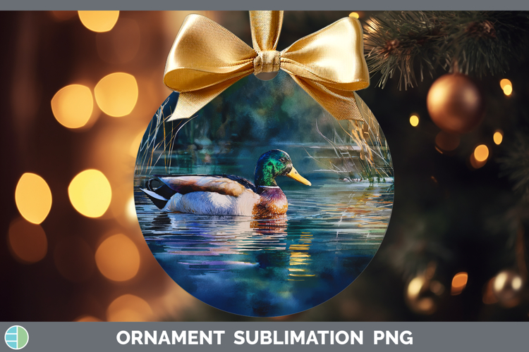 Mallard Duck Waterfowl Sunset Ornament Sublimation Design