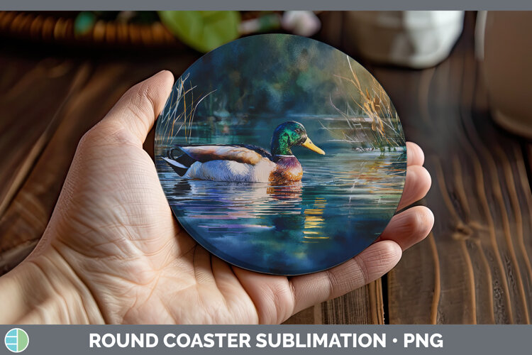 GorgeousWaterfowl Sunset Round Coaster design.
