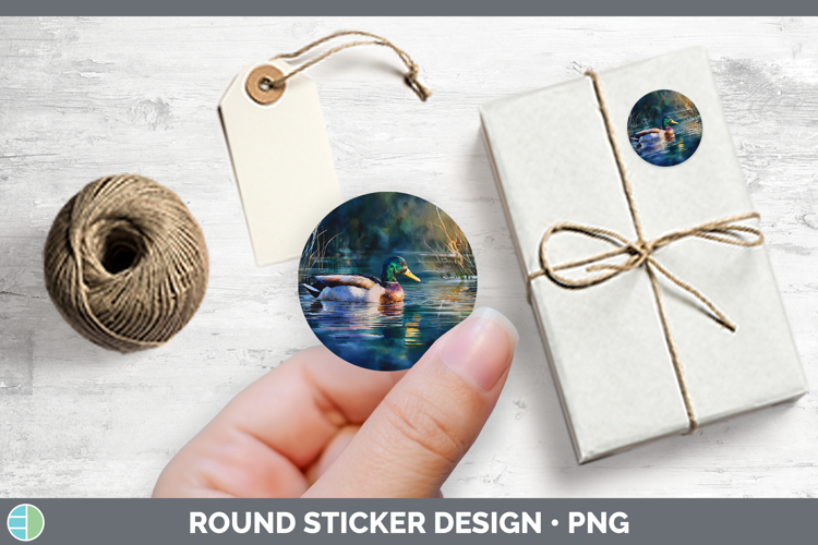 Mallard Duck Waterfowl Sunset Stickers Design