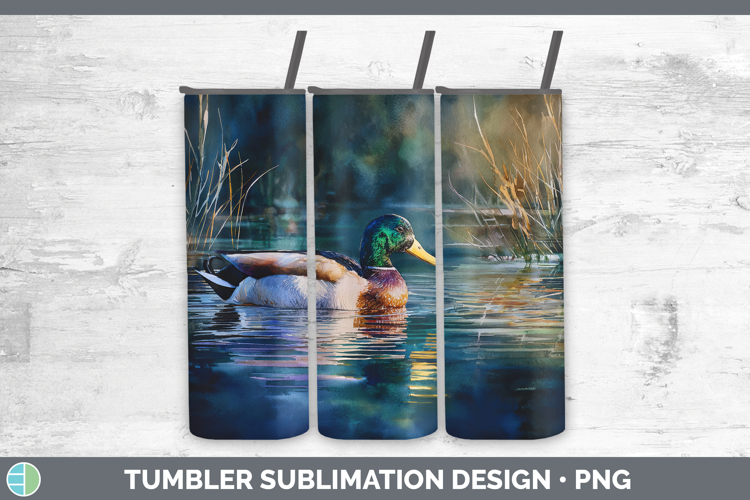 Mallard Duck Waterfowl Sunset Tumbler Sublimation Design