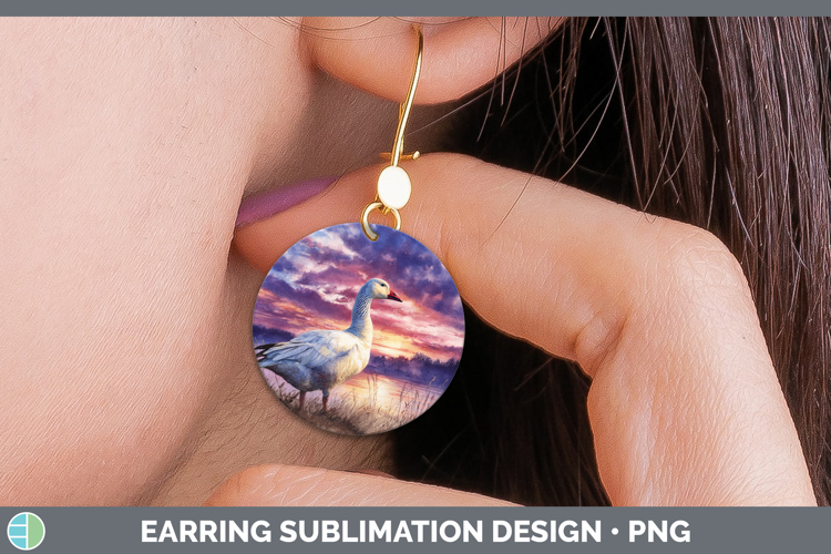 Ross Goose Waterfowl Sunset Round Earrings Sublimation Desig