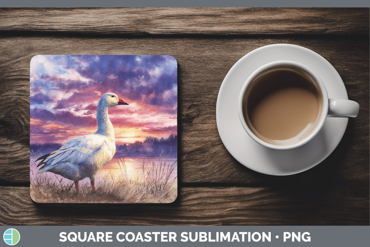 Ross Goose Waterfowl Sunset Square Coaster Sublimation Desig