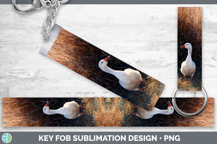 Snow Goose Waterfowl Sunset Key Fob Sublimation Design