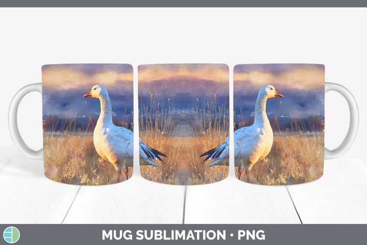 Snow Goose Waterfowl Sunset Mug Wrap Sublimation Design