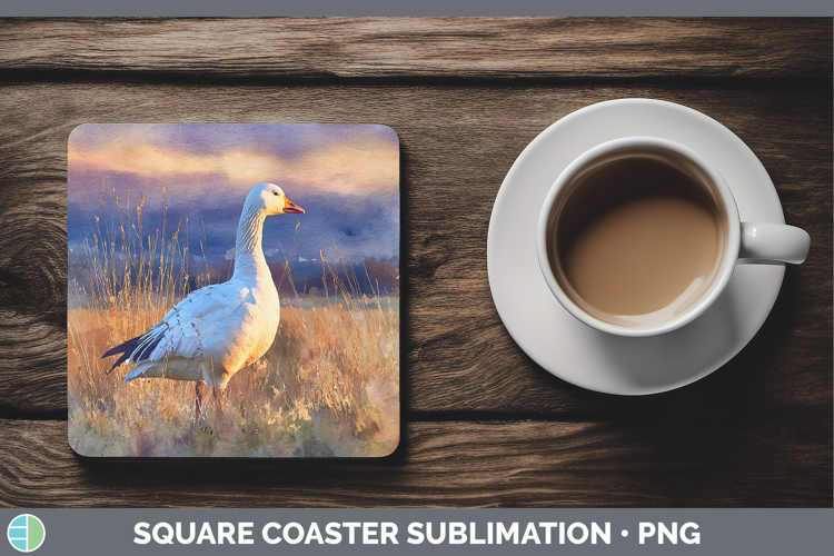 Snow Goose Waterfowl Sunset Square Coaster Sublimation Desig