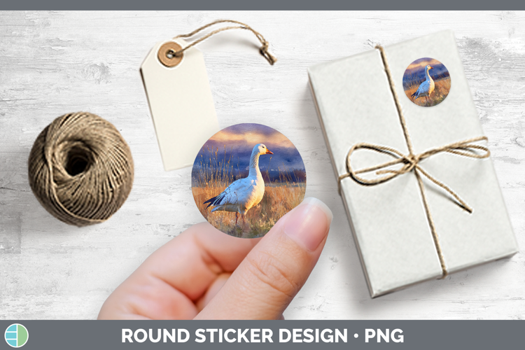 Snow Goose Waterfowl Sunset Stickers Design