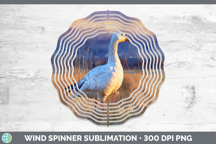 Snow Goose Waterfowl Sunset Wind Spinner Sublimation Design