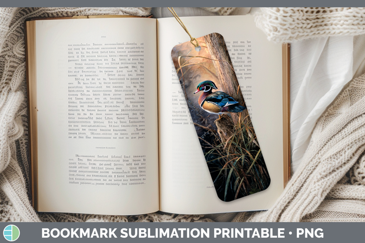 Wood Duck Waterfowl Sunset Bookmark Sublimation Design