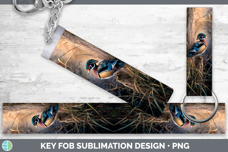 Wood Duck Waterfowl Sunset Key Fob Sublimation Design