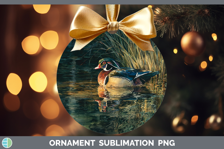 Wood Duck Waterfowl Sunset Ornament Sublimation Design