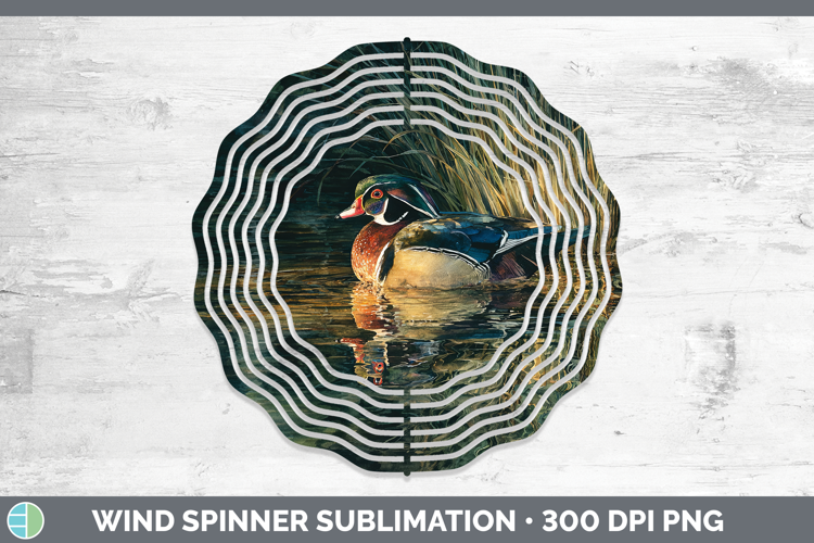 Wood Duck Waterfowl Sunset Wind Spinner Sublimation Design