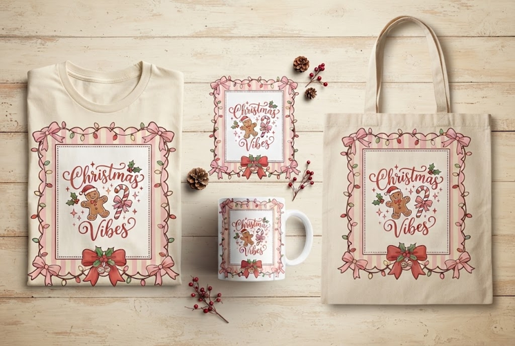 Cute Pastel Coquette Christmas Vibes Gingerbread Art Print