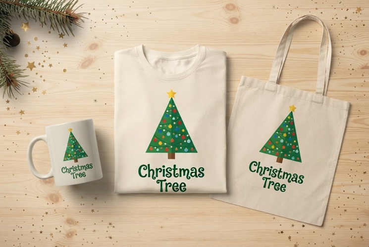 Minimalist Christmas Tree Holiday Typography Art Print