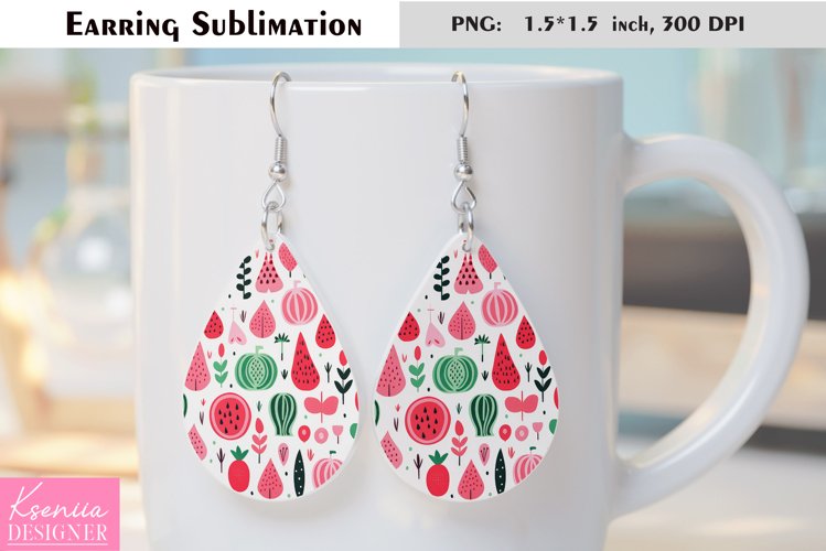 Cute Watermelon Design| Fruit Earrings Sublimation