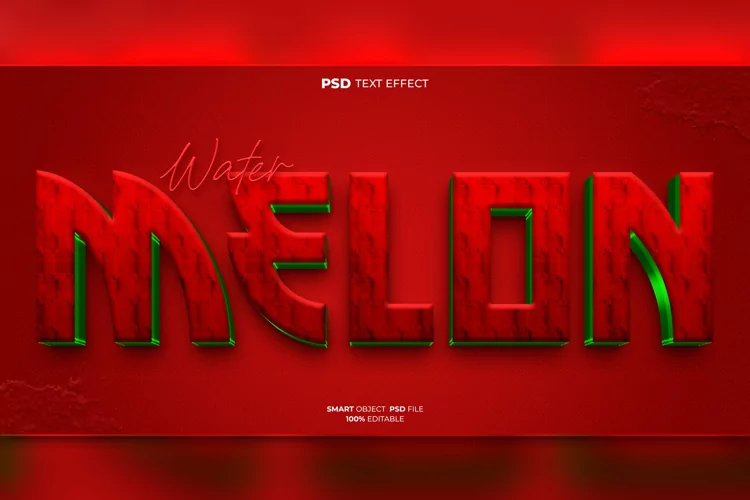 Watermelon 3D editable text effect