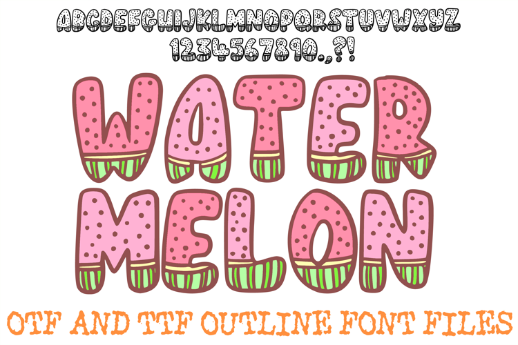 Watermelon ABC Font Typeface Fruit Melon Alphabet OTF