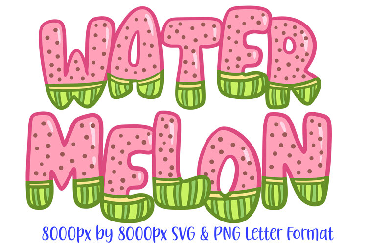 Watermelon ABC Font Typeface Fruit Melon Alphabet SVG PNG Illustration by Squeeb Creative