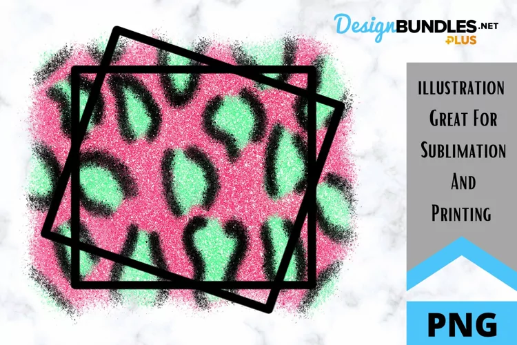 Leopard - Glitter Background - Pink - Sublimation - PNG