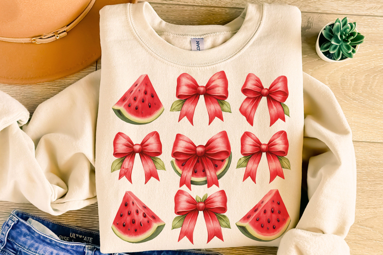 Watermelon Coquette Bow PNG, Summer PNG, Summer Coquette PNG