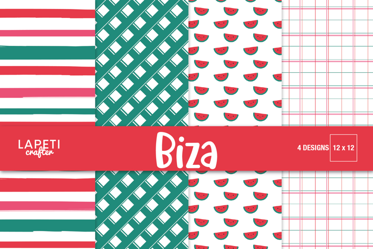 Watermelon Digital Papers, Summer Pattern Backgrounds