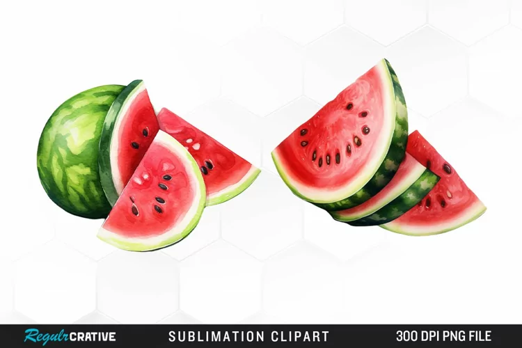 Watermelon Pieces Watercolor PNG Clipart