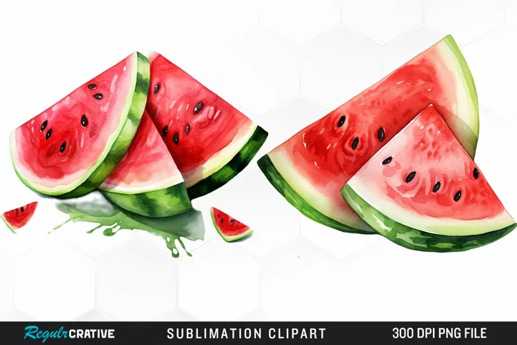 Watermelon Pieces Watercolor PNG Clipart
