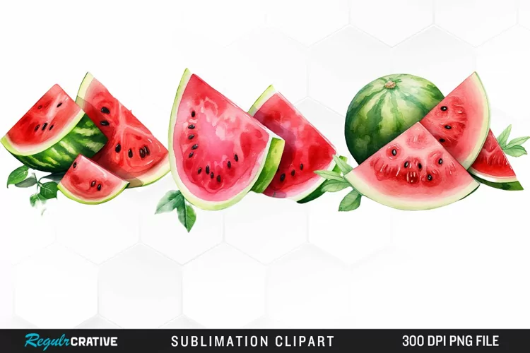 Watermelon Pieces Watercolor PNG Clipart