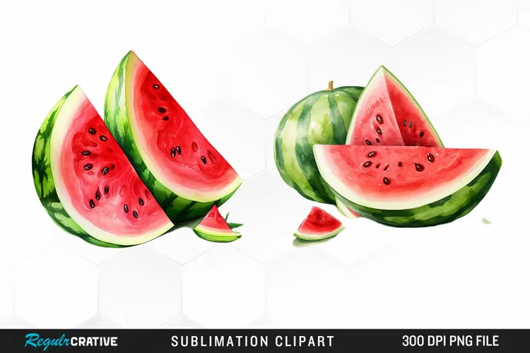 Watermelon Pieces Watercolor PNG Clipart