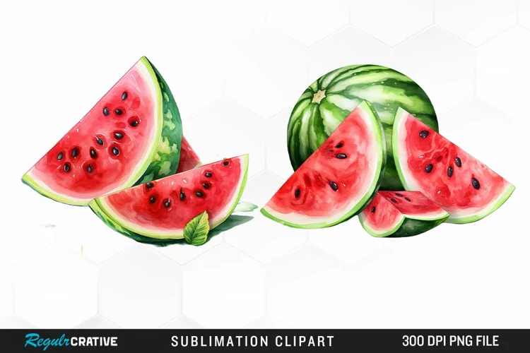 Watermelon Pieces Watercolor PNG Clipart