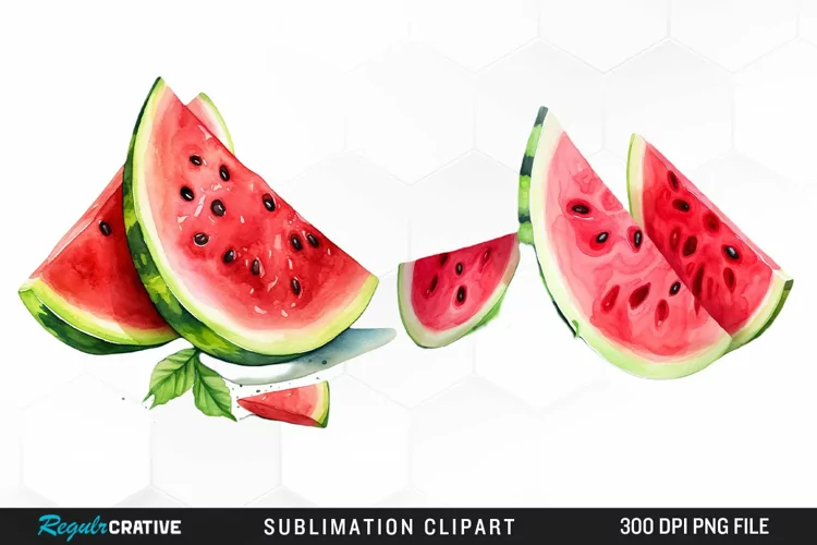 Watermelon Pieces Watercolor PNG Clipart