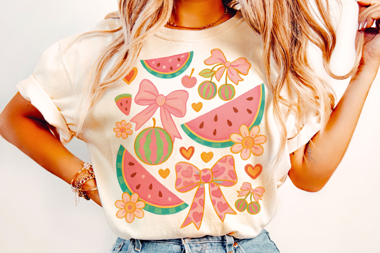 Watermelon Coquette Bow PNG, Summer PNG, Summer Coquette PNG