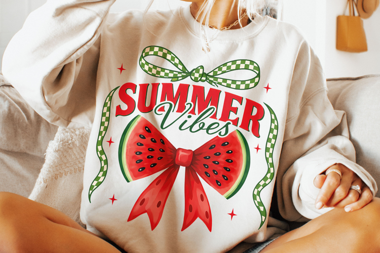 Summer Vibes PNG, Watermelon Coquette Bow PNG, Summer PNG