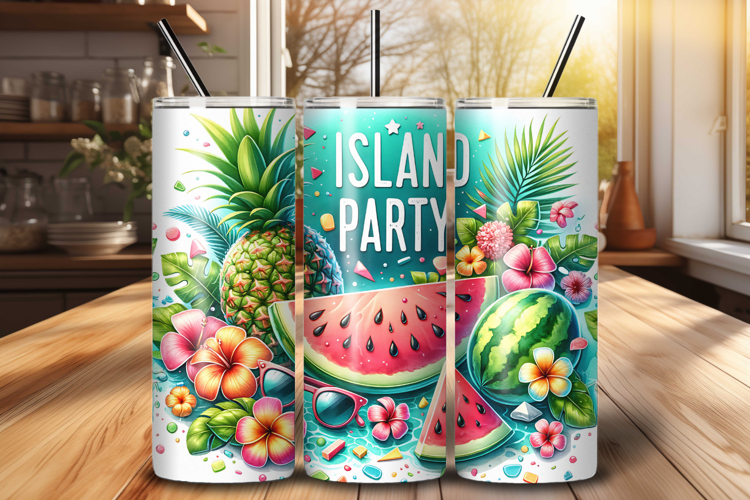 Tropical Watermelon 20 oz Tumbler Wrap PNG for Sublimation