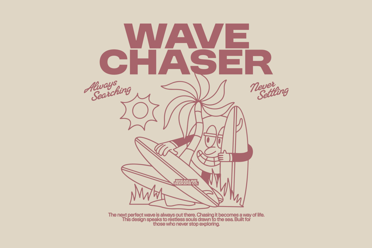 Wave Chaser Retro Summer Surfing T shirt Design
