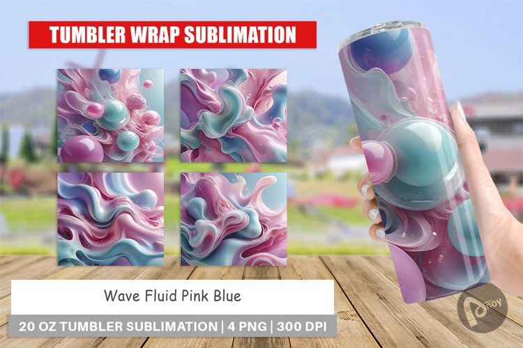 Tumbler Wrap Pink Blue Fluid Wave