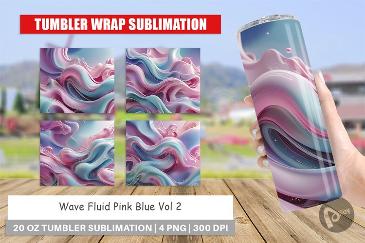 Tumbler Wrap Pink Blue Fluid Wave